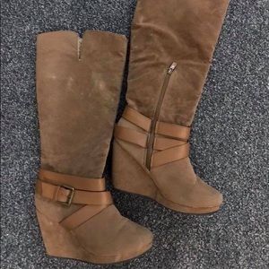 Brown knee high boots